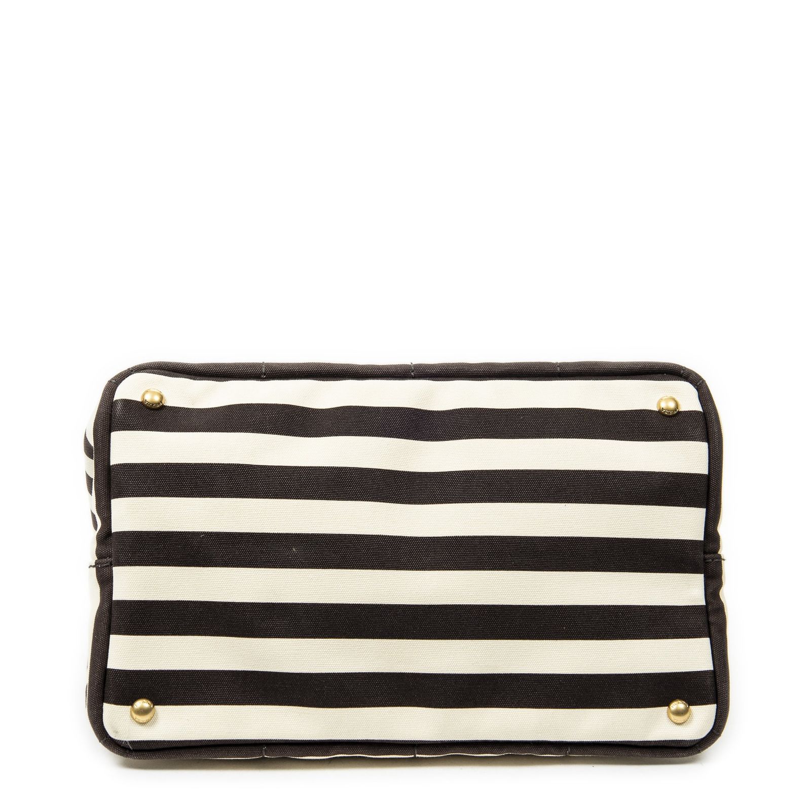 プラダ中ストライプカナパトートベージュ|ブラウンプリントカナパキャンバスA