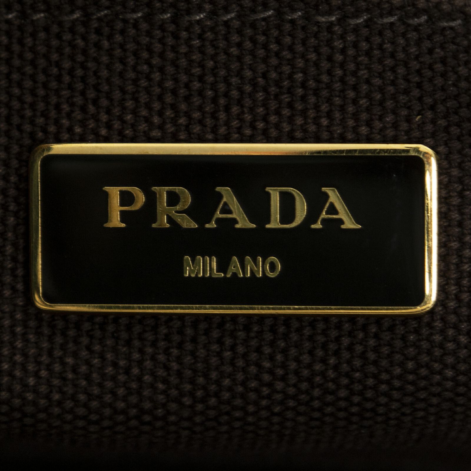 PRADA プラダ中ストライプカナパトートベージュ|ブラウンプリントカナパキャンバスA