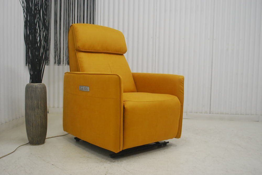 ハニーレモン色 電動リクライナーモーションソファー