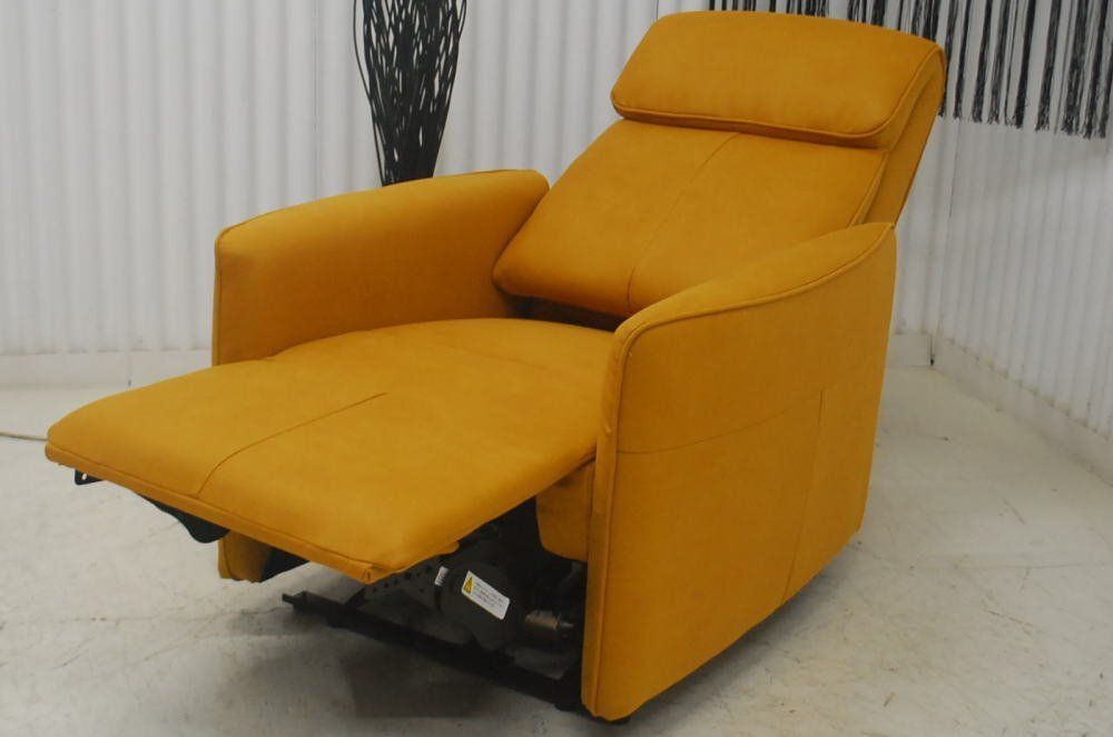 ハニーレモン色 電動リクライナーモーションソファー