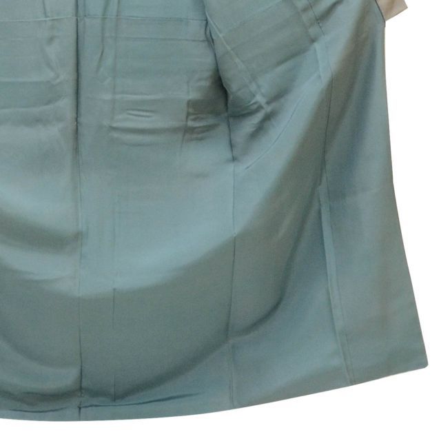  お召 リサイクル 男物 着物 正絹 絹 SILK シルク Lサイズ 特品 身丈149 cm 裄丈76.5 袷 米沢鈴源織物 風流人 パールトーン加工済 グレー 仕立て上がり 角通し リユース uu 1788 b 着物 着物 浴衣