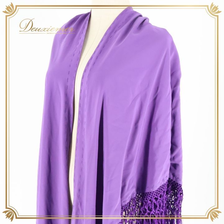 フラメンコ 衣装 マントン シージョ 小物 アクセサリー パープル系 紫 無地 シンプル フレコ フリンジ 三角形 練習 舞台 発表会 イベント フラメンコ衣装 マントン シージョ 大きめ ボリューム 鮮やか ダンス 舞台衣装 発表会用 イベント用