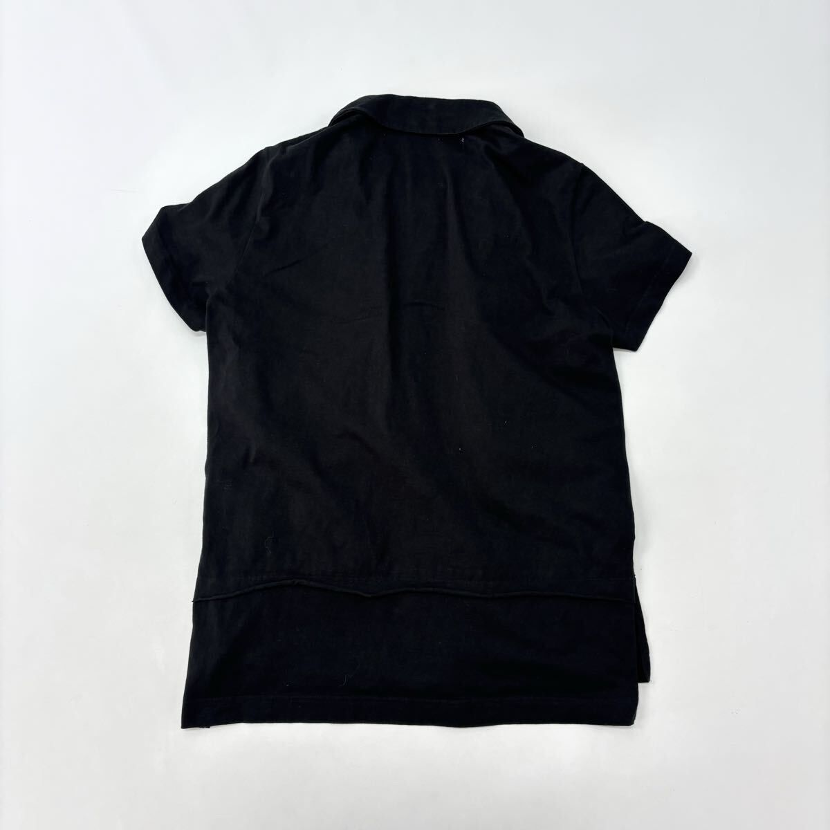 24 ss 2025 tao COMME des GARCONS タオ コム デ ギャルソン 丸襟 綿天竺 x 綿クロス 製品染め カットソー BLACK ブラック size L 711-0100