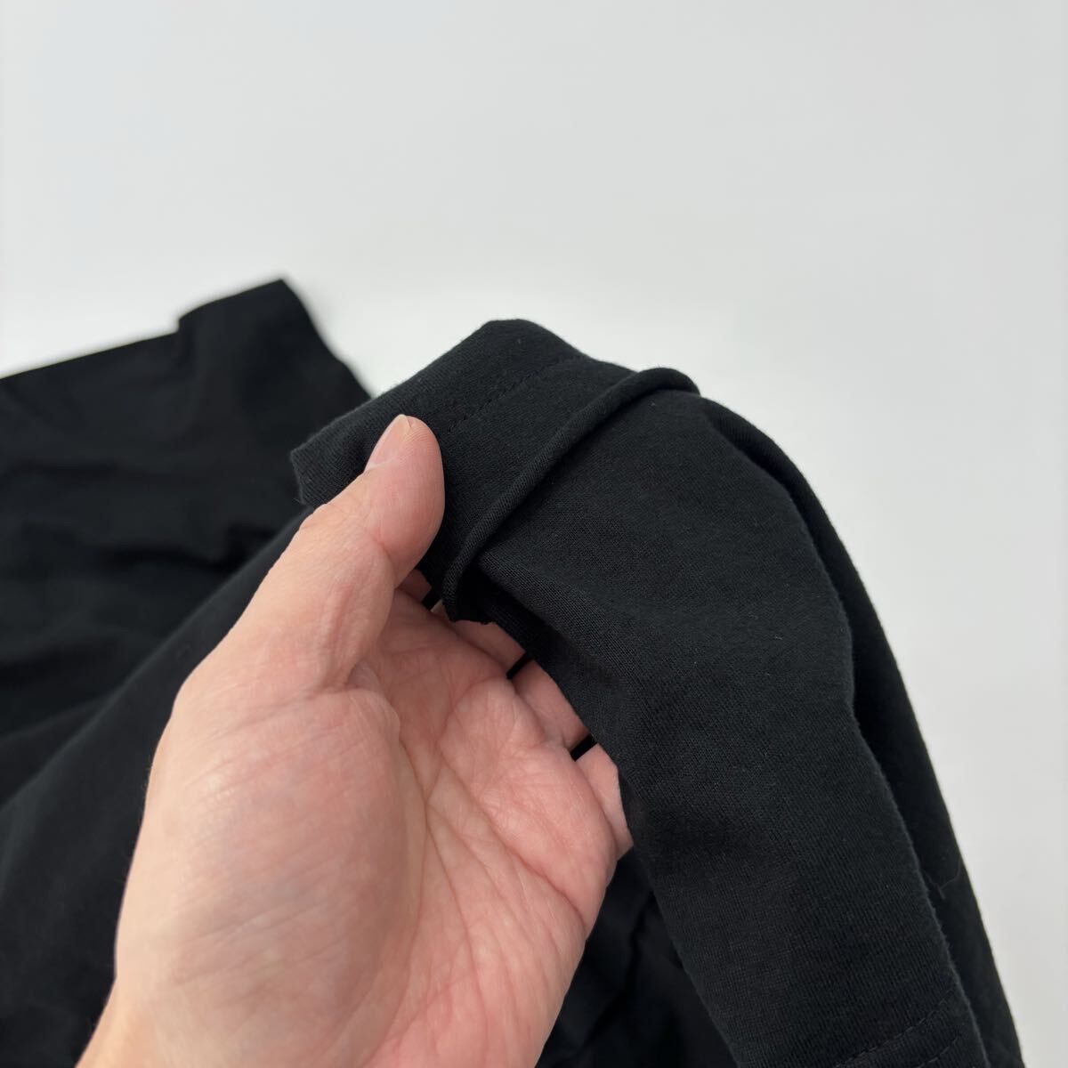 24 ss 2025 tao COMME des GARCONS タオ コム デ ギャルソン 丸襟 綿天竺 x 綿クロス 製品染め カットソー BLACK ブラック size L 711 0100 ゆったり設計 秋コーデ