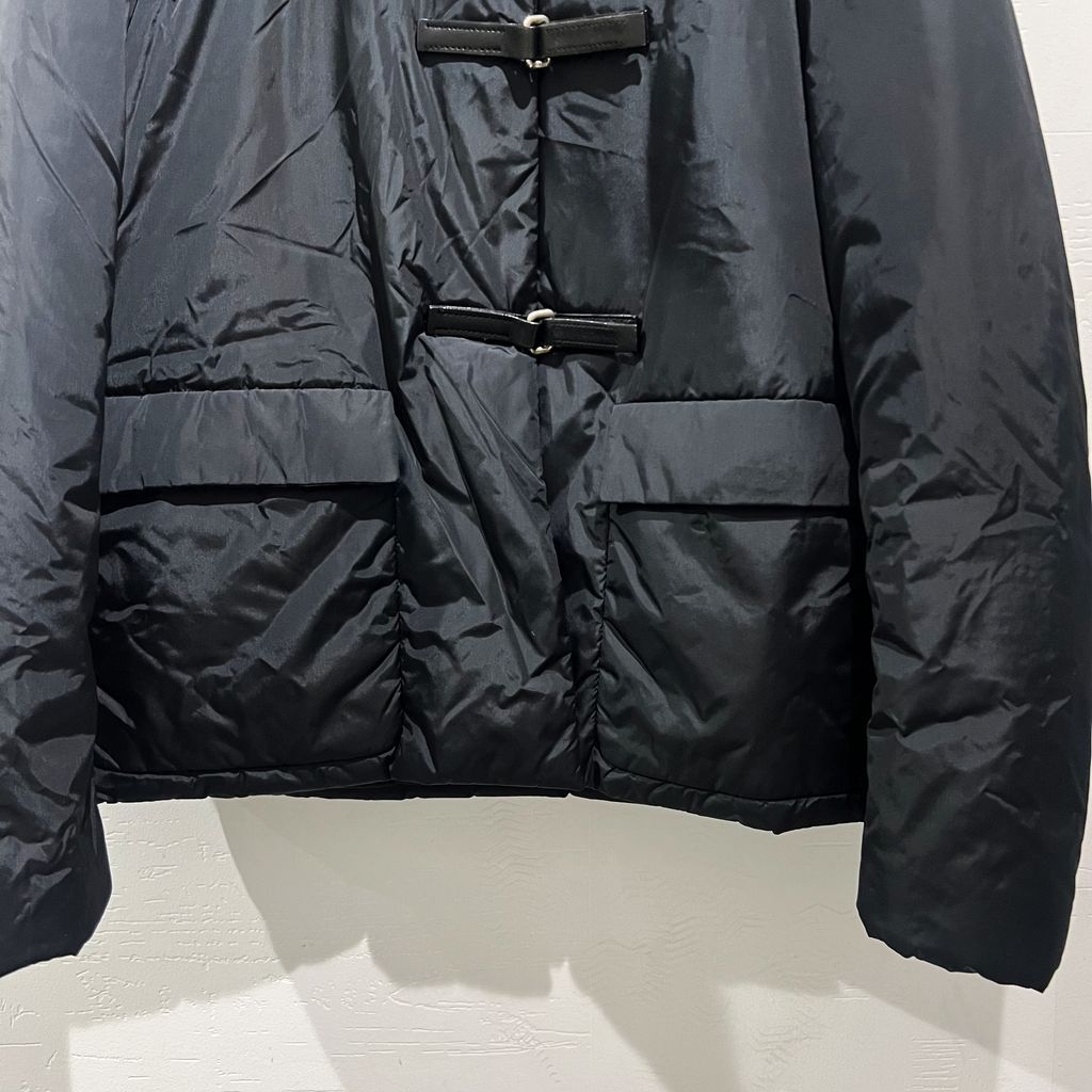 PRADA 99AW レザーベルト　ナイロンジャケット ブラック size42 PRADA プラダ 99AW Leather Belt China Jacket ナイロンジャケット