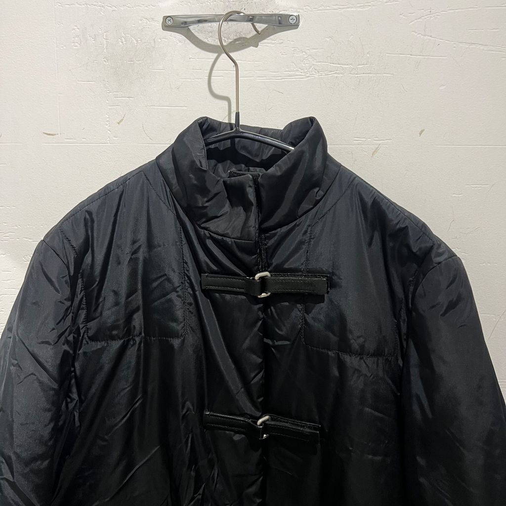 PRADA 99AW レザーベルト　ナイロンジャケット ブラック size42 PRADA プラダ 99AW Leather Belt China Jacket ナイロンジャケット