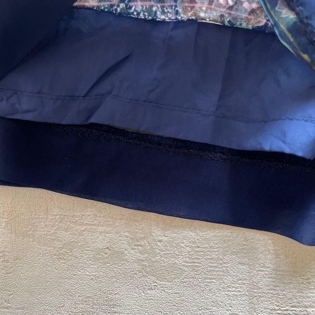 昭和レトロ花柄長袖ロングワンピースセットアップ透け素材ネイビーaf