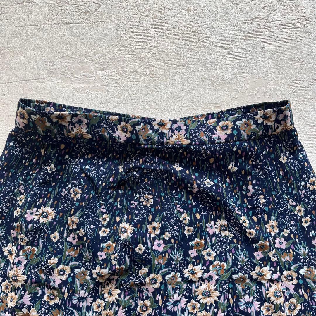 昭和レトロ花柄長袖ロングワンピースセットアップ透け素材ネイビーaf