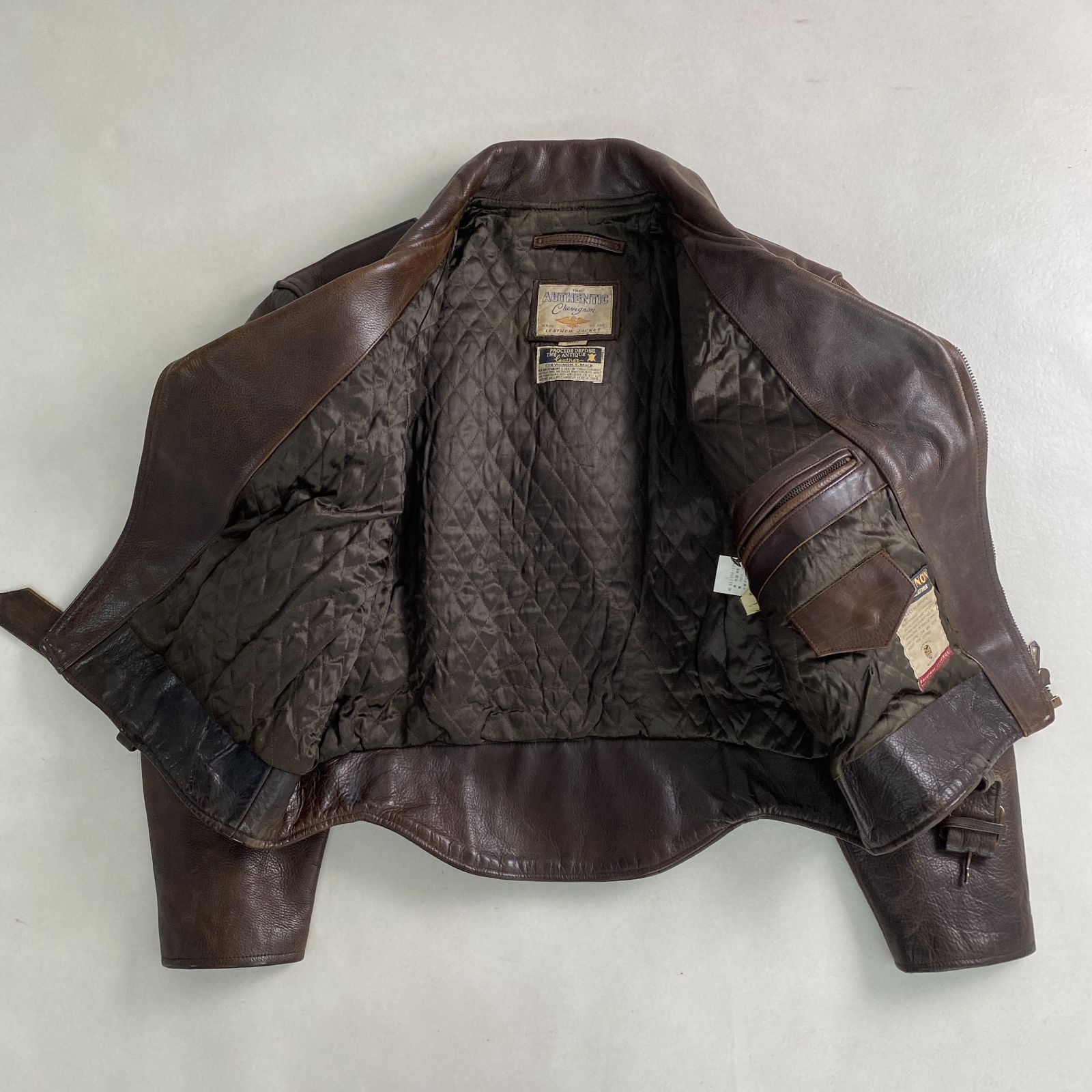 ヴィンテージ ダブルライダース 本革 短丈 キルティング ジャケット 黒