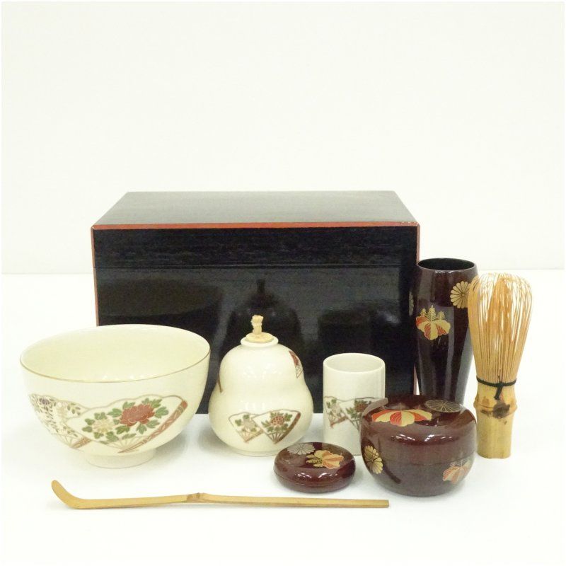 漆塗 爪紅茶箱セット 茶道 茶道具 おしゃれ 茶器 一式 揃え 揃い 抹茶 お茶箱 お茶 インテリア 骨董 茶会 茶の湯