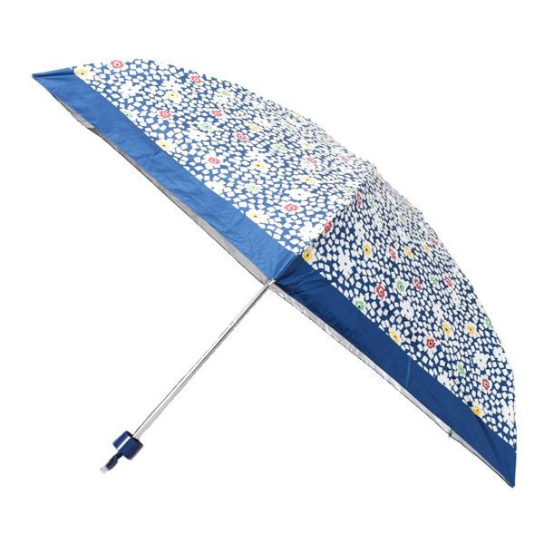 コーチ 傘 COACH 花柄 フラワー フローラル プリント UVカット99 晴雨兼用 日傘 ミニ アンブレラ 折りたたみ傘 ディープブルーマルチ CBM55