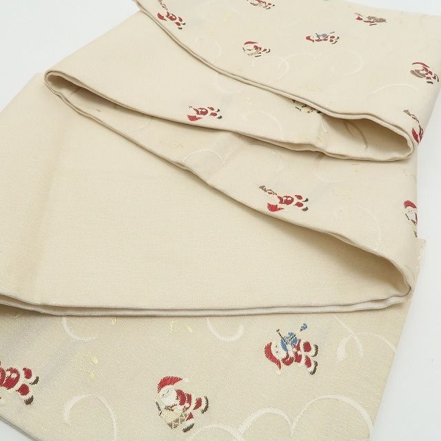 正絹”サンタクロースが奏でる 心おどる冬の贈りもの”袋帯