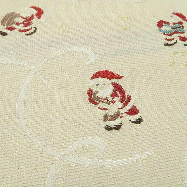 ❁tomihisa❁ クリスマス サンタクロース×楽器 着物 正絹”サンタクロースが奏でる 心おどる冬の贈りもの”袋帯 7097