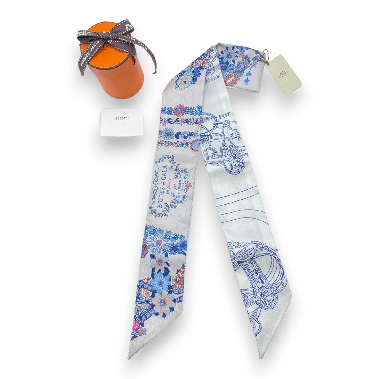 エルメス ツイリー BRIDES DE GALA EN FLEURS グリペール/ブルージーン