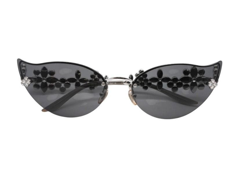 1000本 LOUIS VUITTON ルイヴィトン キャッツアイ サングラス スワロフスキー 75BR6 サイズ 67□17 135 4b008599