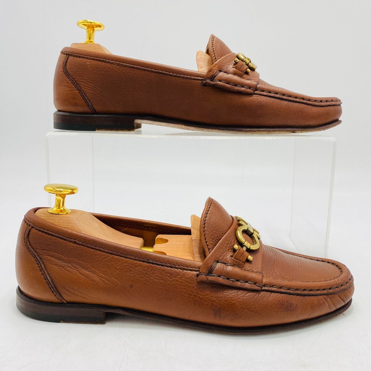 美品★サルヴァトーレフェラガモ ガンチーニ ローファー ブラウン 茶レザー 本革 FERRAGAMO - サルヴァトーレ フェラガモ ローファー ブラウン