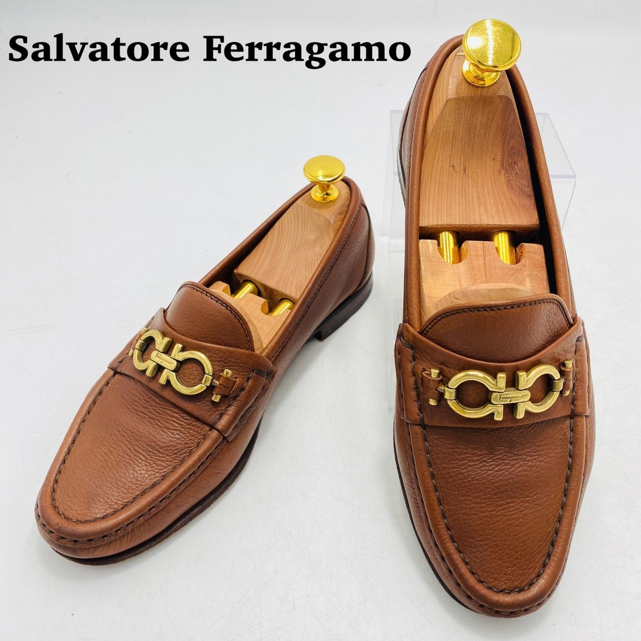 サルヴァトーレフェラガモ　ローファー　23cm　ガンチーニ　ブラウン Salvatore Ferragamo サルヴァトーレフェラガモ ビットローファー