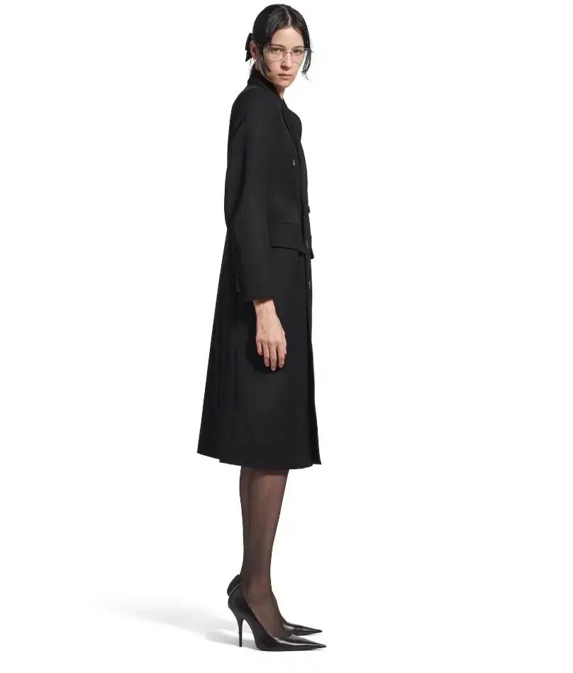 SLOBE IENA ノーカラー ウール ミドルコート ダブルボタン 38 黒