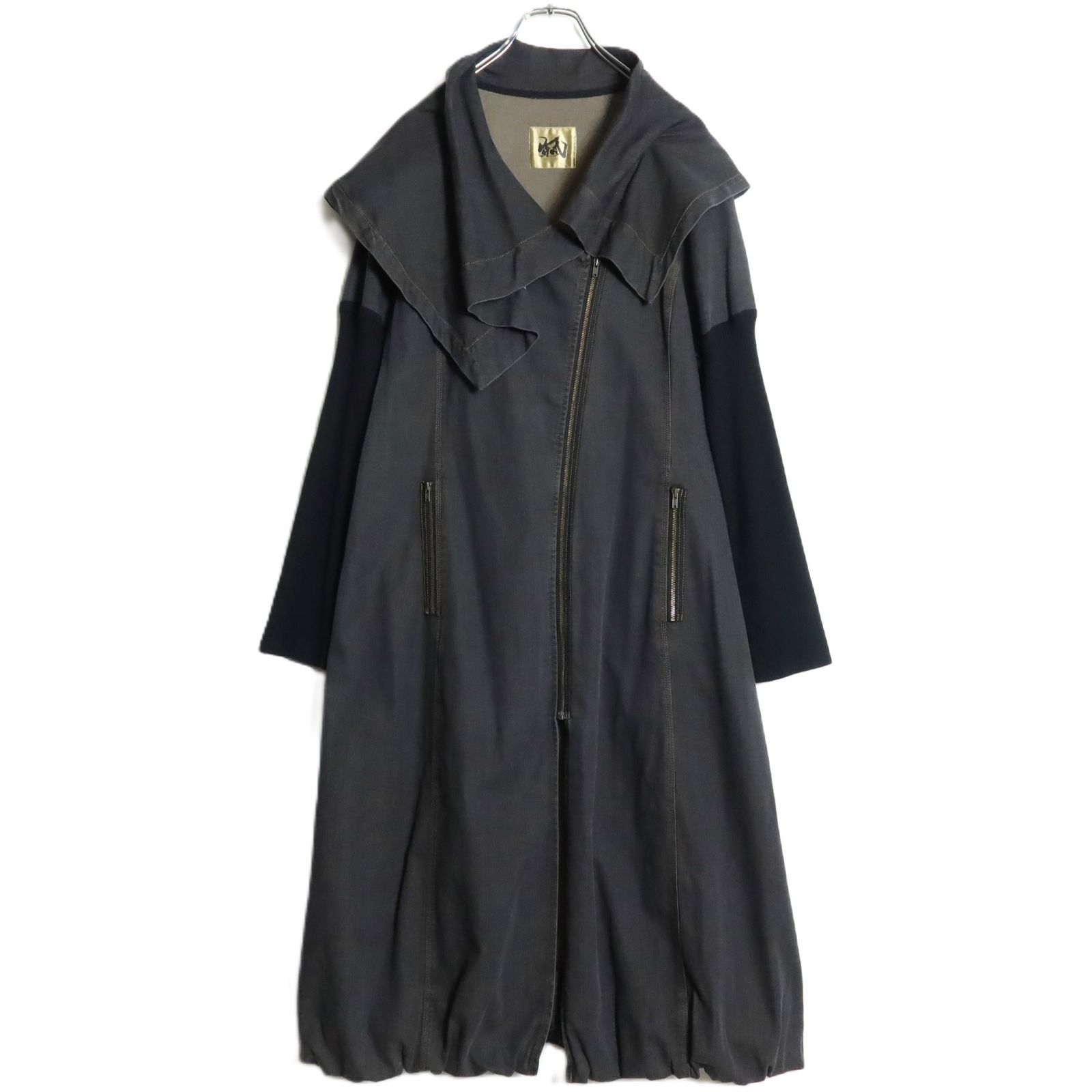 美品】センソユニコ 芽風☆デニム&ニットのロングコート サイズ38 黒系