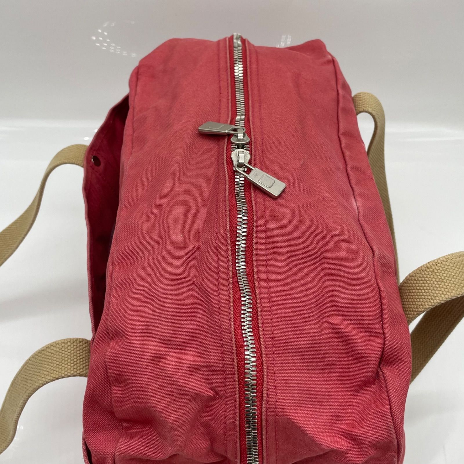 BN4806□信三郎帆布 一澤帆布 B-02 ボストンバッグ 赤 キャンバス 底鋲