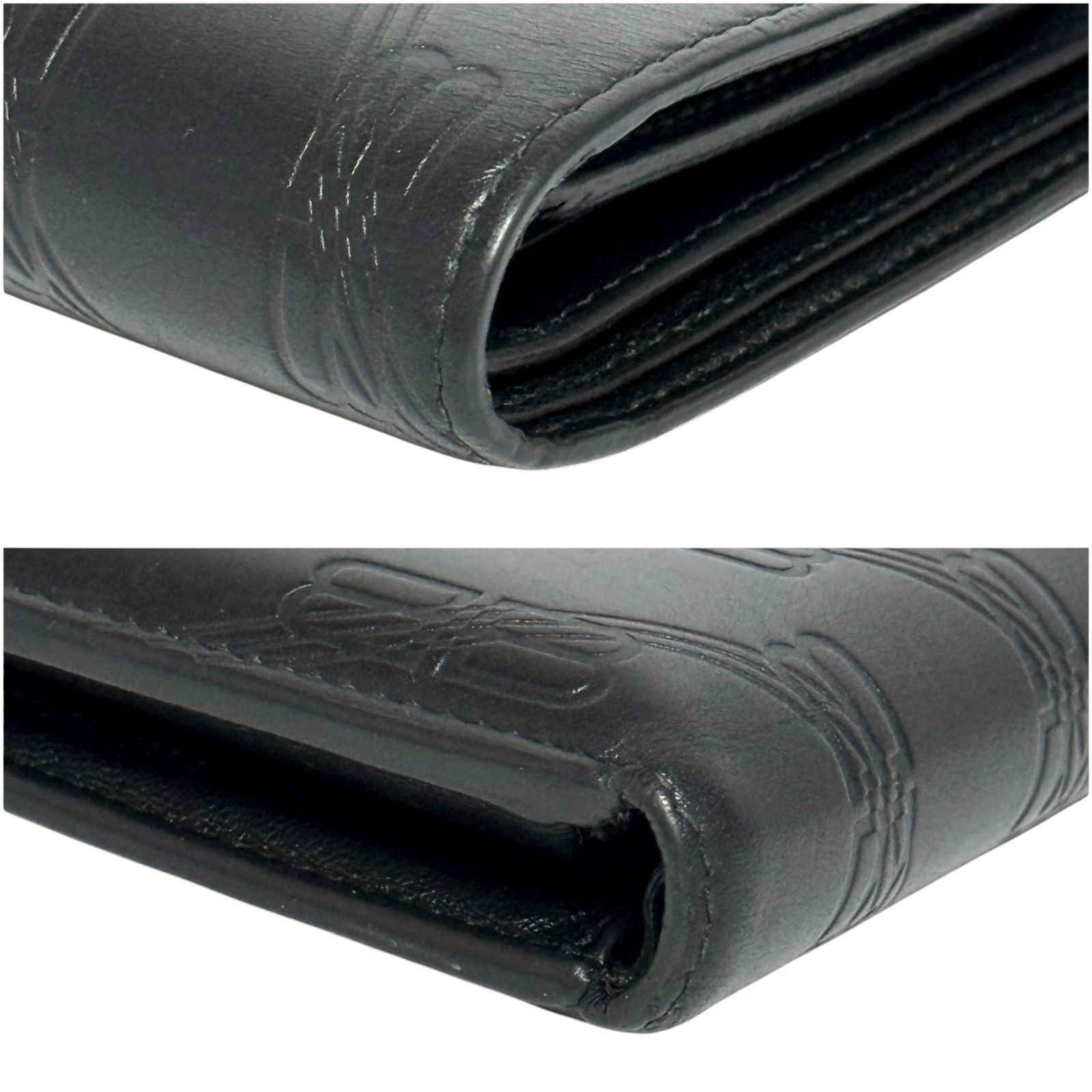  バレンシアガ メンズ エンボス モノグラム 2つ折り 財布 レザー 黒 二つ折り財布 折り財布