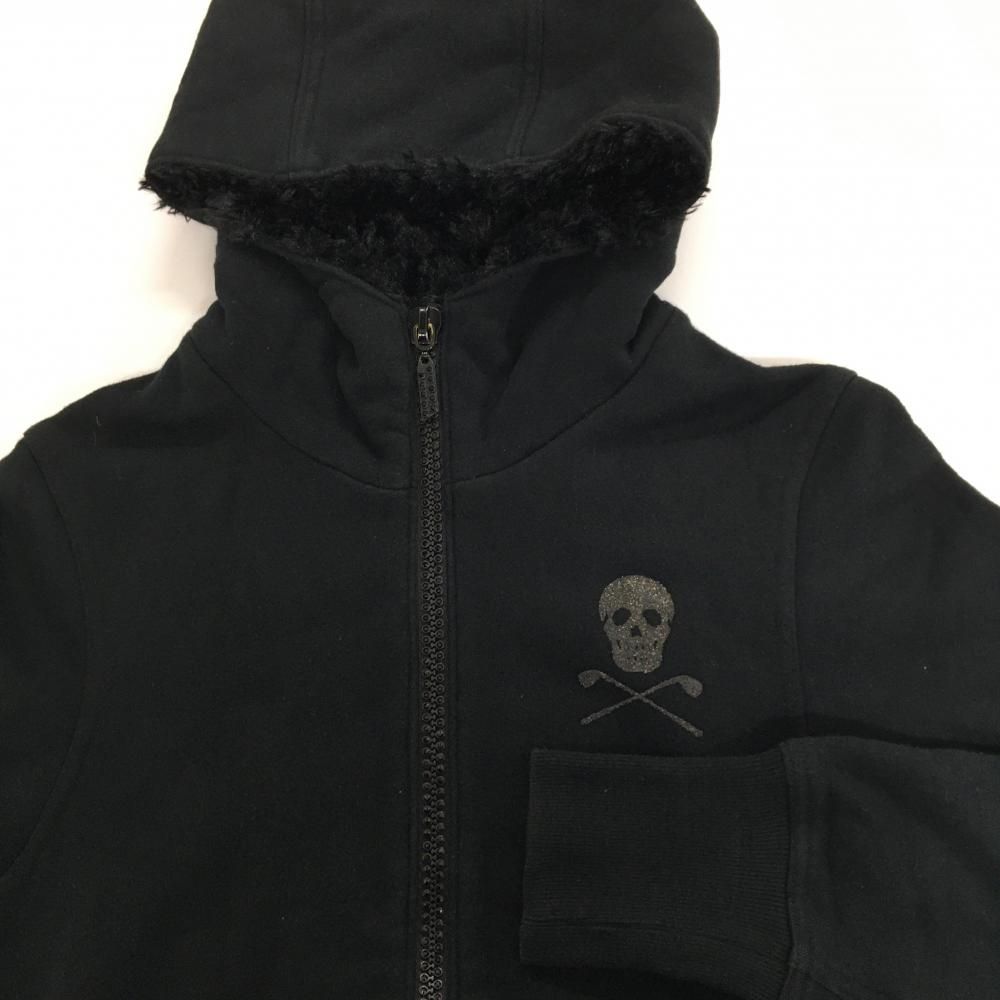 マークアンドロナ ジップパーカー 黒 フード内ボア 後ビッグスカル レディース S ゴルフウェア MARK＆LONA LLC-HASEGAWATOSO_COM