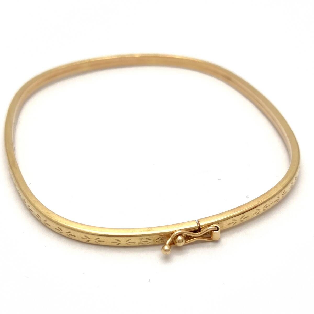 クリーニング済み K18 ブレスレットバングル 5.2g イエローゴールド 歪みあり
