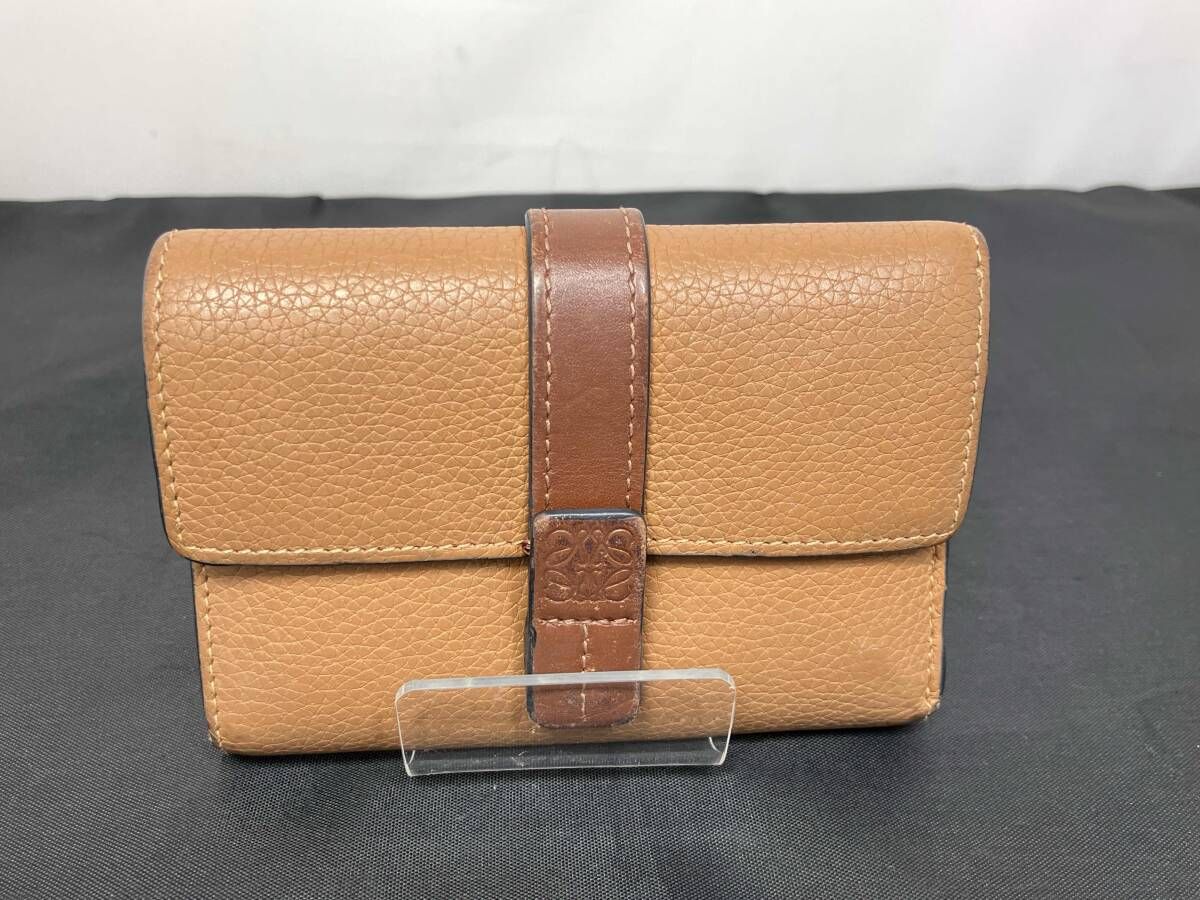 LOEWE ロエベ バーティカルウォレット スモール 三つ折り財布 財布 レディース ライトブラウン系 ライトキャメル系 保存箱 保存袋付