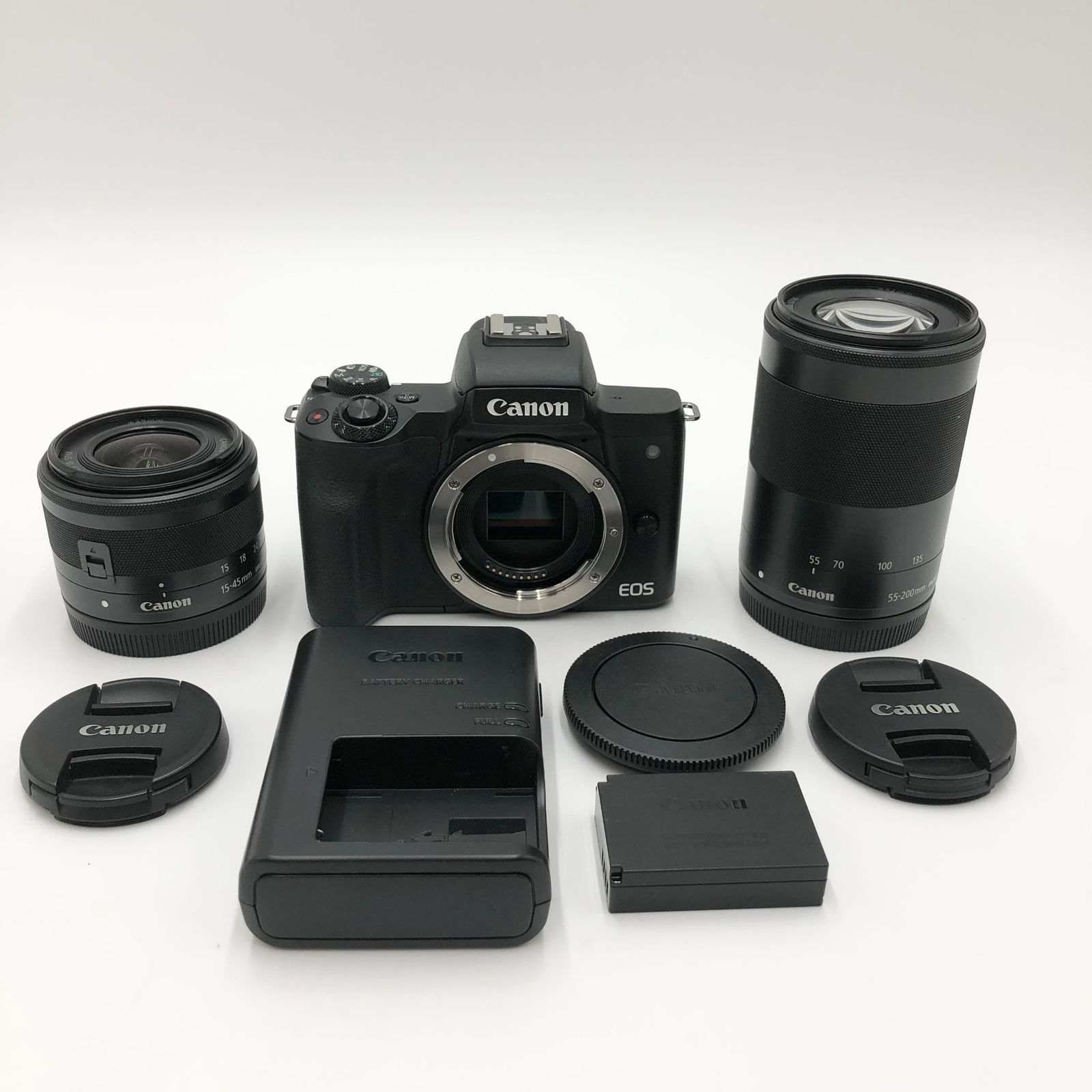 Canon ミラーレス一眼カメラ EOS Kiss M2 ダブルズームキット ブラック KISSM2BK-WZK