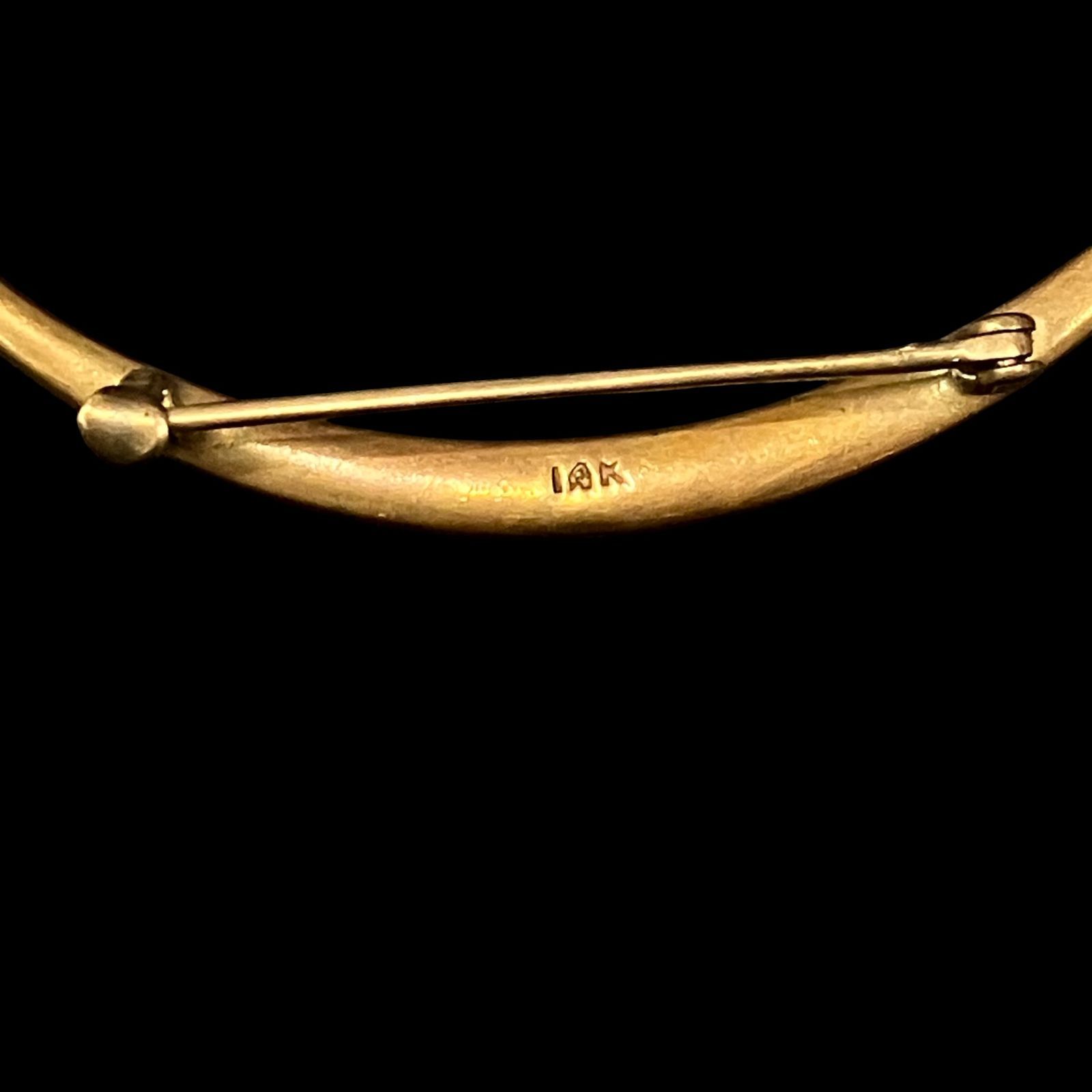 14K刻印 アンティーク 三日月パールブローチ