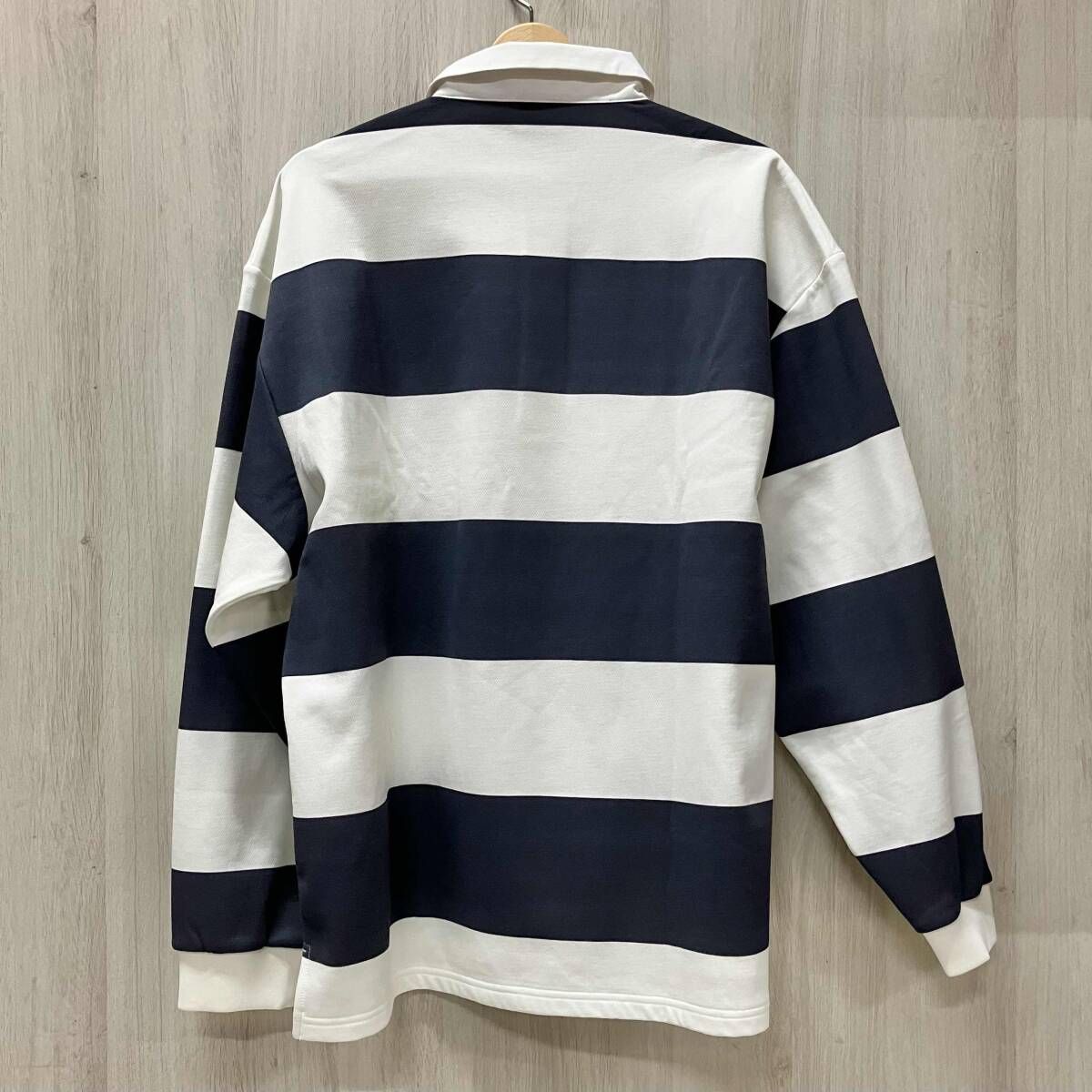 TaylorMade テーラーメイド TM×UAゴルフウェア ラガーシャツ 長袖 XOサイズ XLサイズ ボーダー柄 ネイビー ホワイト UN718