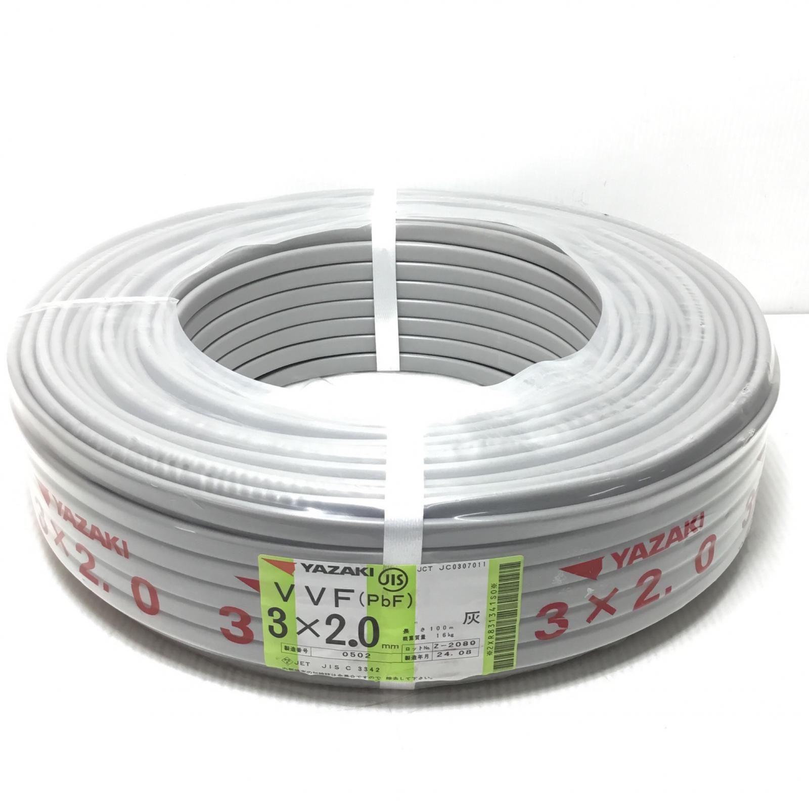 ΘΘYAZAKI VVFケーブル ♥品 S 3芯 2.0mm×100m 2025年8月 令和6年