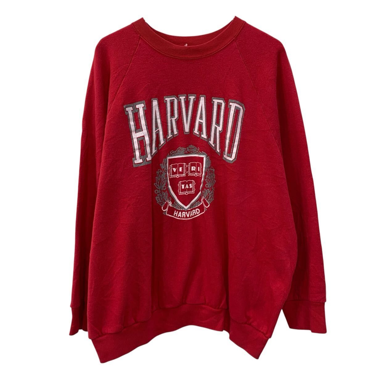 長袖 プリントスウェット トレーナー XL レッド ホワイト プルオーバー カレッジ ハーバード大学 ビッグプリント 秋物 a711-5137