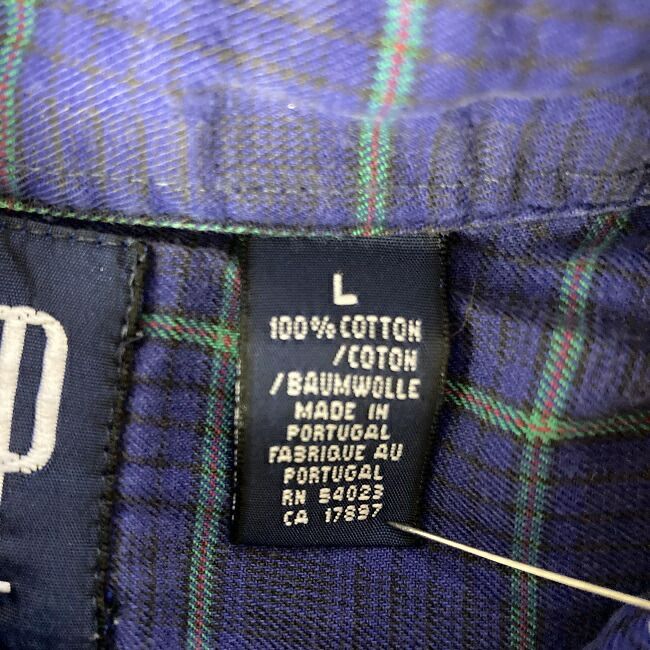 90s 古着　OLD GAP チェックBDシャツ　ブルー　　オーバーサイズ GAP】L/S Check Shirt L 90s “OLD GAP” チェックシャツ オープンカラー