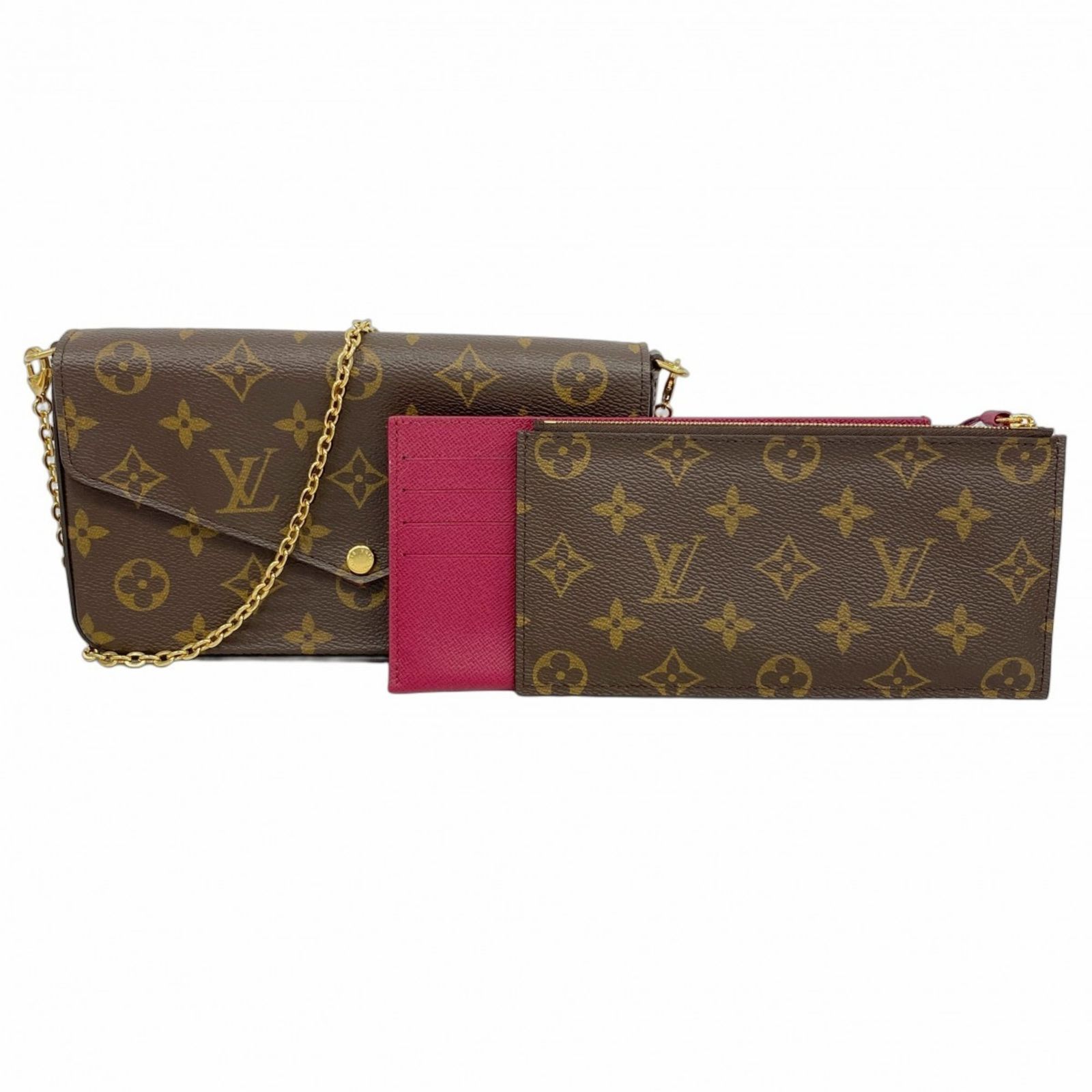 ルイ ヴィトン Louis Vuitton ショルダーウォレット モノグラム ポシェットフェリシー M 81896 ブラウン フューシャレディース