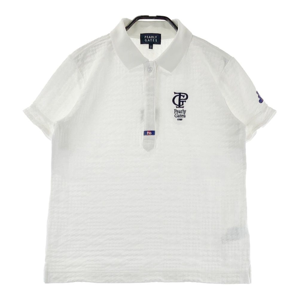 サイズ 0 PEARLY GATES パーリーゲイツ 2025年モデル 半袖ポロシャツ 千鳥柄 ホワイト系 240101544746 ゴルフウェア レディース ストスト