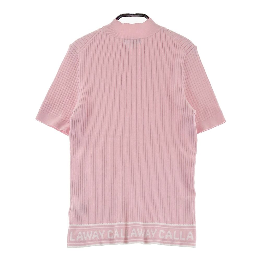 サイズ M CALLAWAY キャロウェイ 2025年モデル ハイネック 半袖 リブニット ロゴ ピンク系 240101545877 ゴルフウェア レディース ストスト