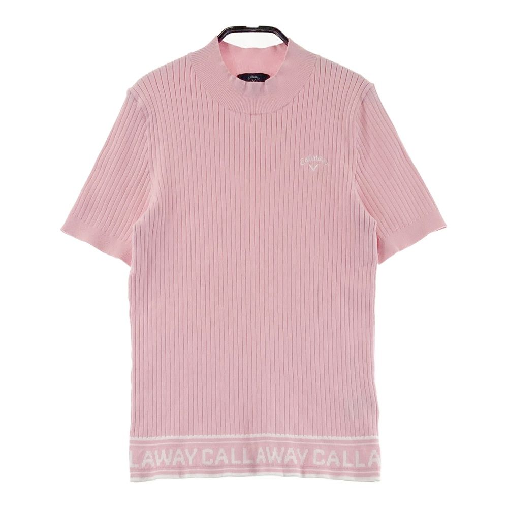 サイズ M CALLAWAY キャロウェイ 2025年モデル ハイネック 半袖 リブニット ロゴ ピンク系 240101545877 ゴルフウェア レディース ストスト