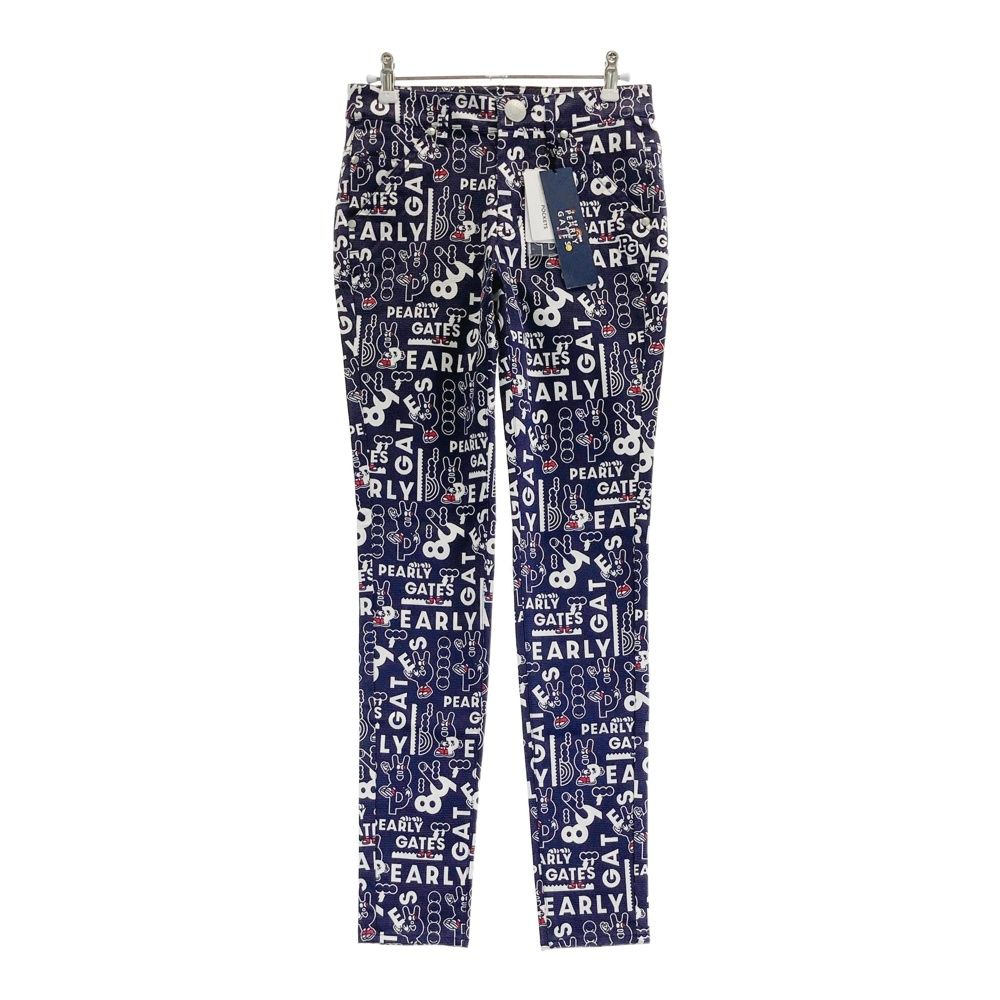 サイズ 00 PEARLY GATES パーリーゲイツ 055-2231020 ストレッチパンツ ロゴ 総柄 ネイビー系 240101551807 ゴルフウェア レディース ストスト