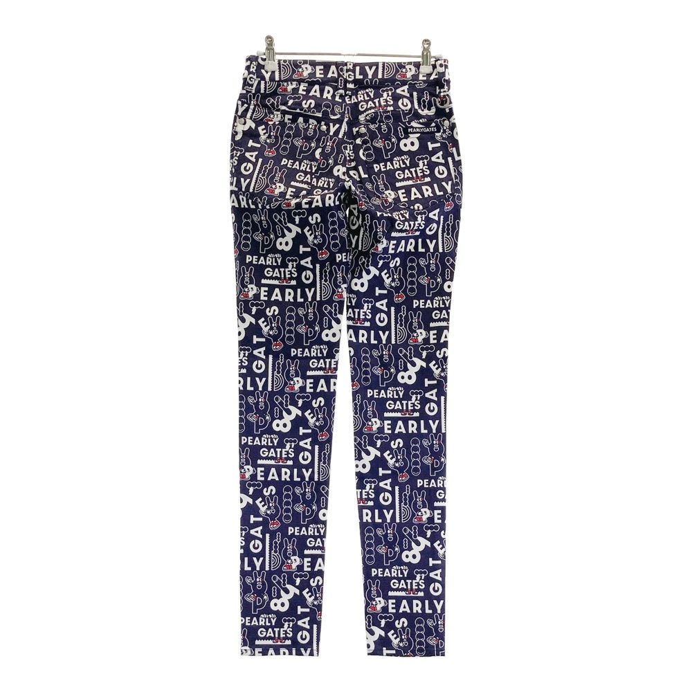 サイズ 0 PEARLY GATES パーリーゲイツ 055-2231020 ストレッチパンツ ロゴ 総柄 ネイビー系 240101551808 ゴルフウェア レディース ストスト