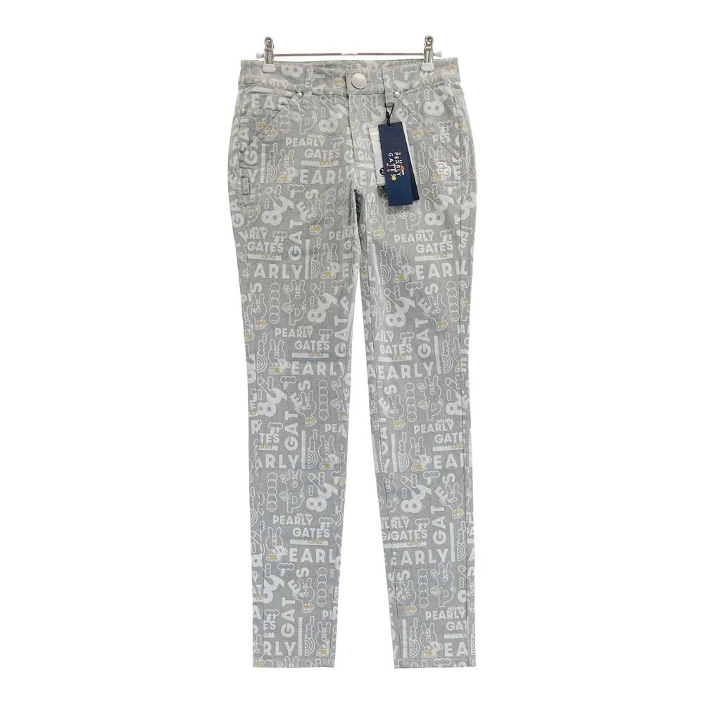 サイズ 0 PEARLY GATES パーリーゲイツ 055-2231020 ストレッチパンツ ロゴ 総柄 グレー系 240101551810 ゴルフウェア レディース ストスト