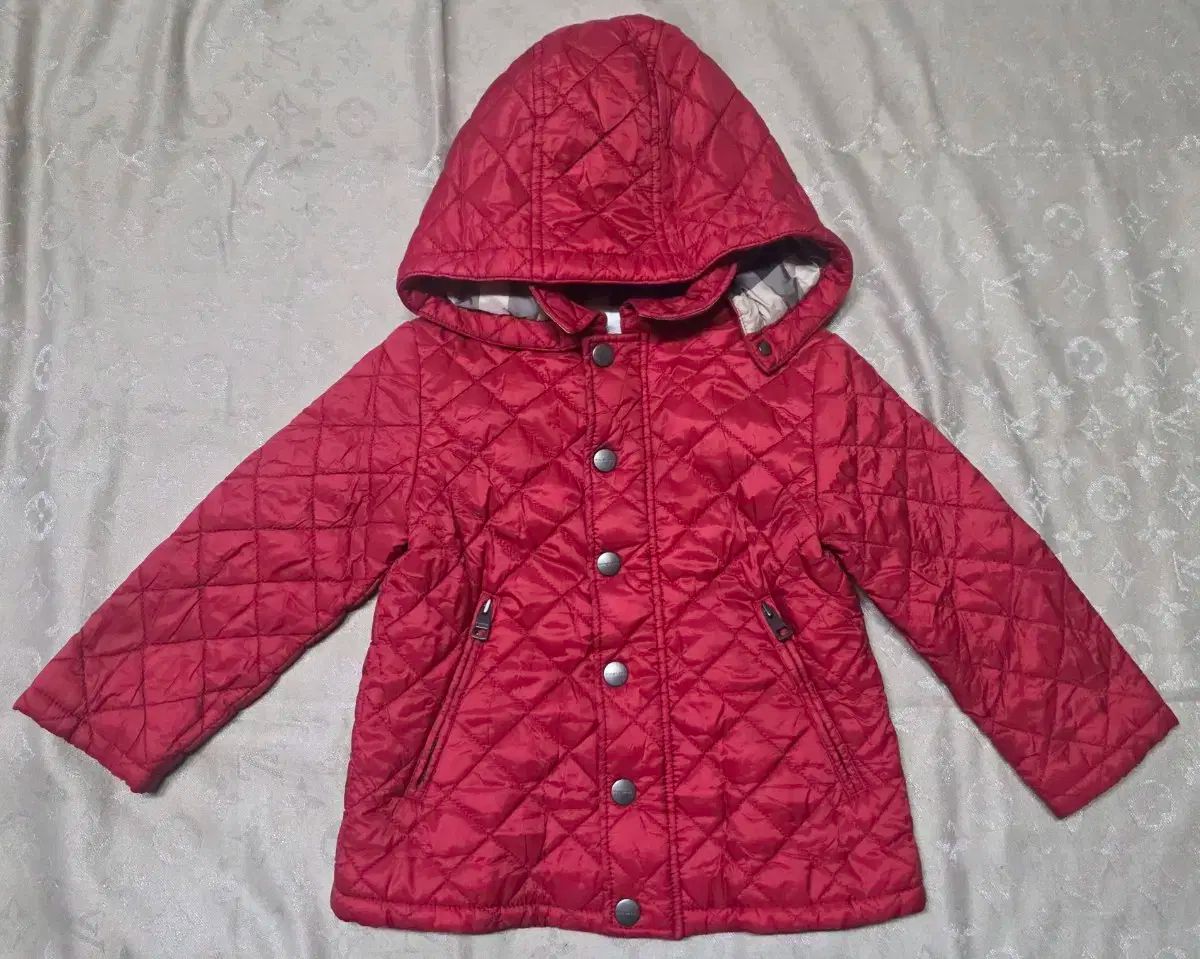 バーバリー キッズ レッド キルティング フード ジャケット 2 Y 90