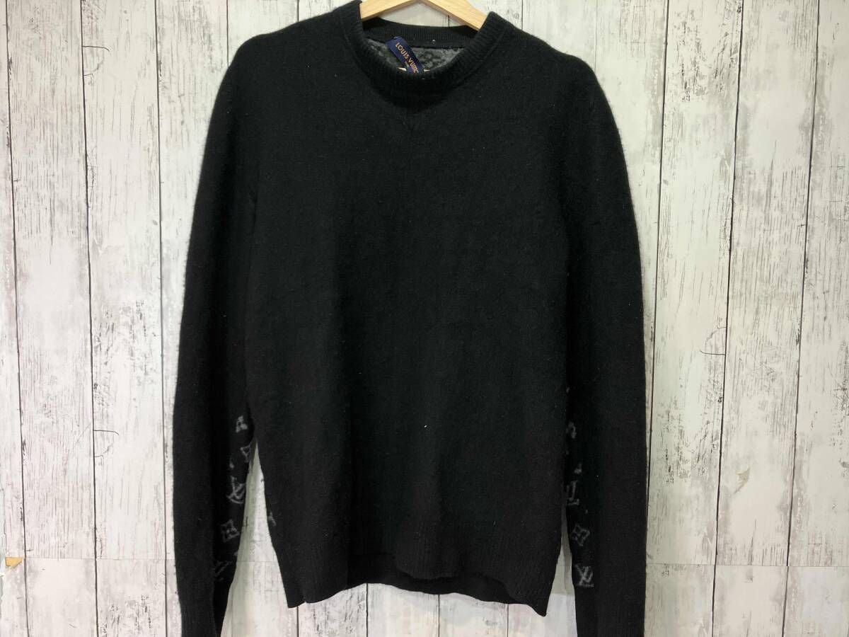 LOUIS VUITTON ルイヴィトン モノグラム ニット カシミヤ混 ブラック サイズL