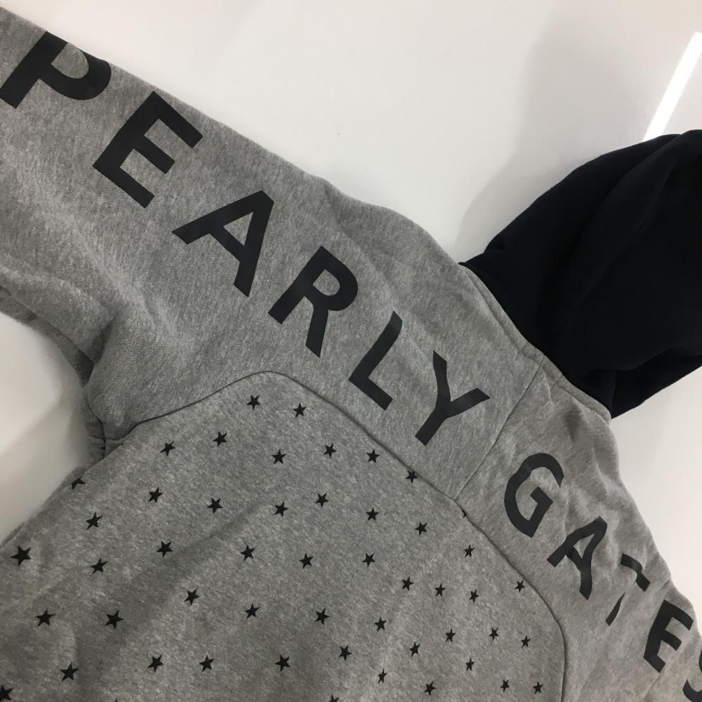 パーリーゲイツ スウェットパーカー グレー×黒 身頃星柄 裏起毛 メンズ 4 M ゴルフウェア PEARLY GATES LLC-HASEGAWATOSO_COM