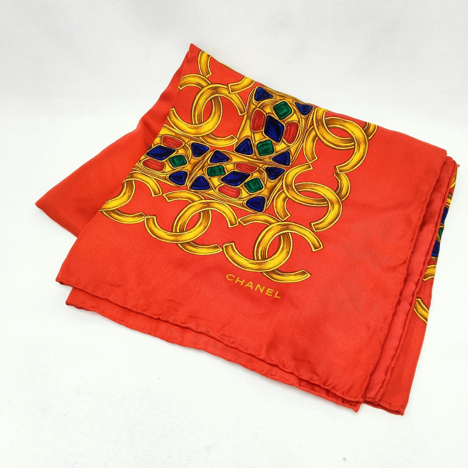 ️CHANEL ️シャネル ココマーク シルク レッド 大判スカーフ