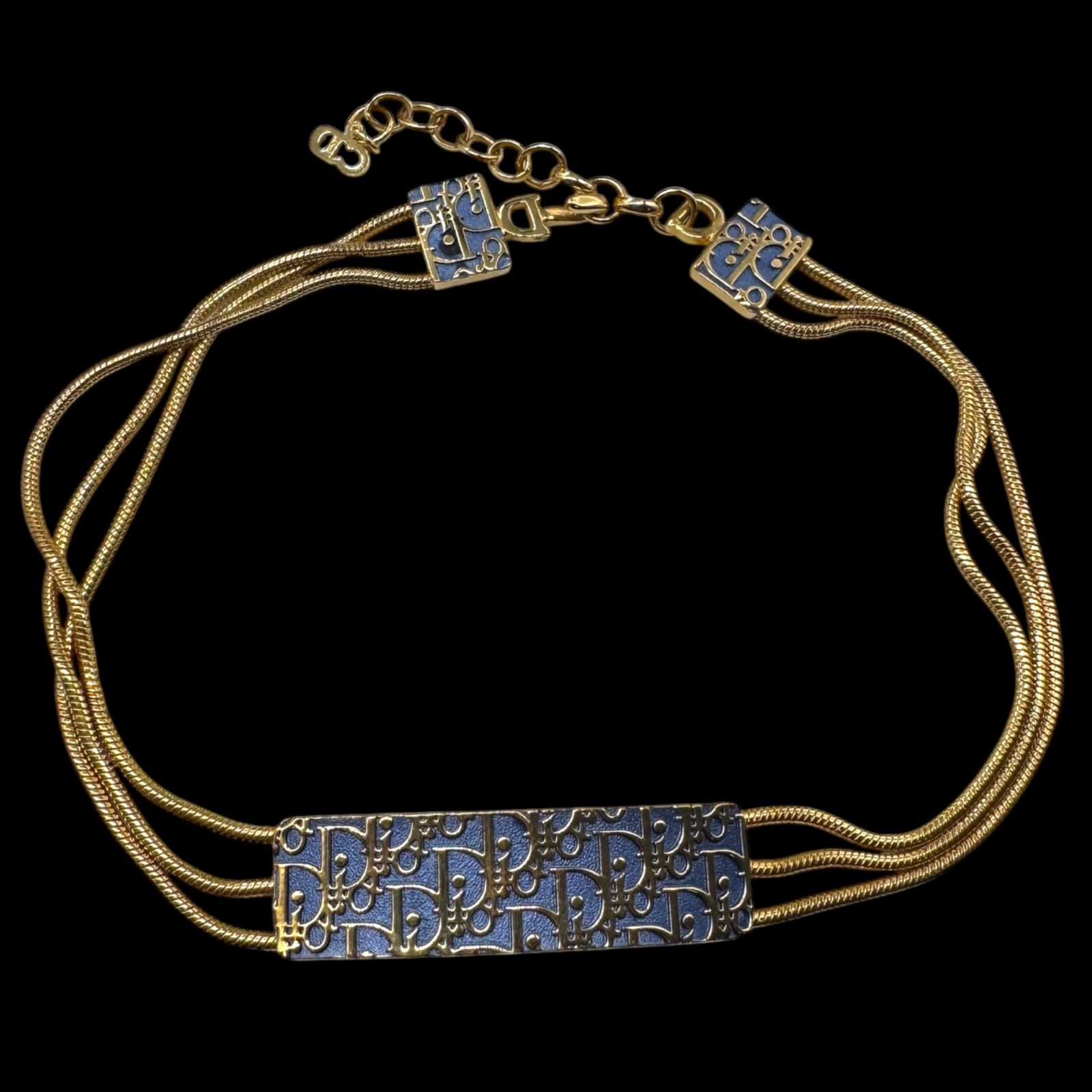 Christian Dior クリスチャンディオール トロッター チョーカー ネックレス 3連 ゴールド ヴィンテージ ジュエリー