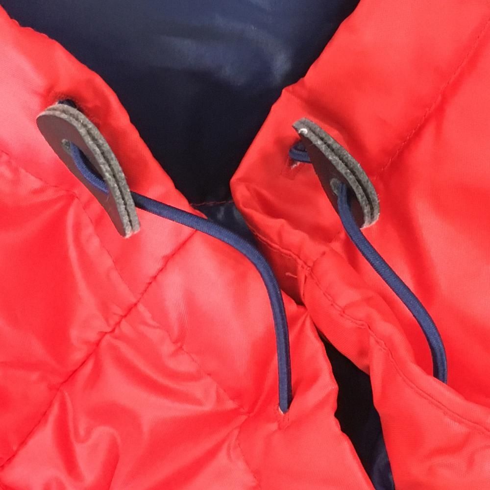 ビバハート フード付ダウンベスト レッド×ネイビー ロゴ刺しゅう