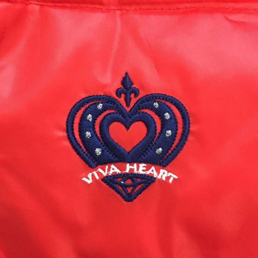 ビバハート フード付ダウンベスト レッド×ネイビー ロゴ刺しゅう