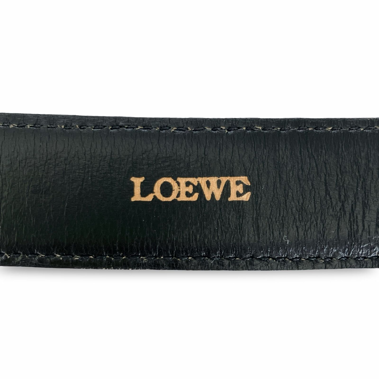 LOEWE ロエベ アナグラム サークルバックル レザー ベルト ブラック 