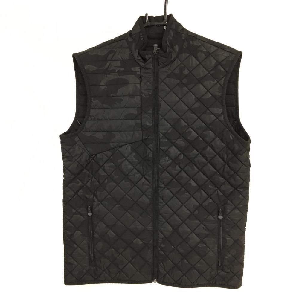 超 グレイソン 中綿ベスト 黒 カモフラ柄 迷彩 キルティング メンズ S ゴルフウェア GREYSON
